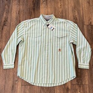 NWT Tommy Hilfiger Heritage Green Striped Button-Down Shirt Mens XL